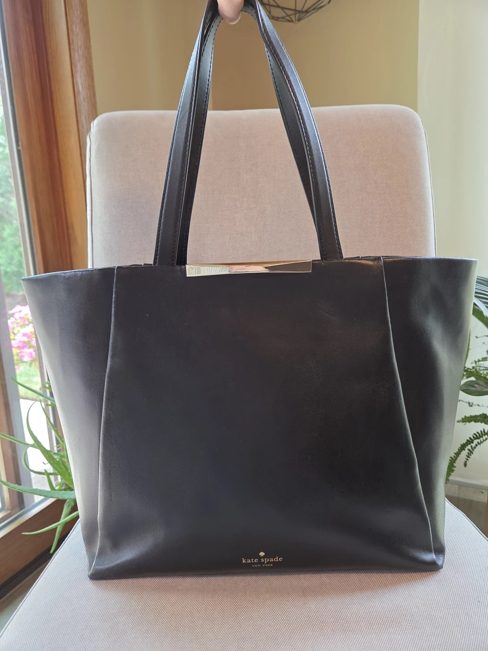 Kate Spade Black Leather Camden Way Lenora Tote Bag Minimalist Work Corporate